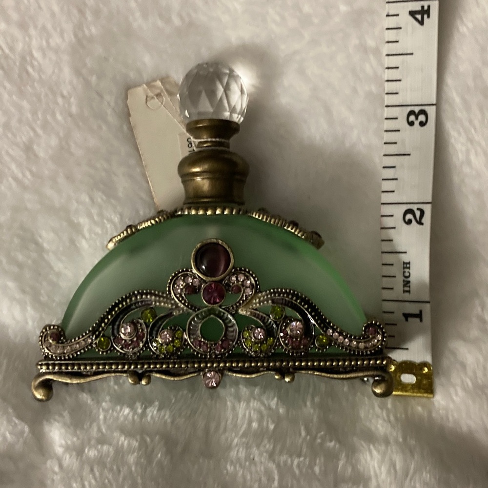 Two's Company Green Frame and Gold Jeweled Perfume Bottle - Picture 6 of 8